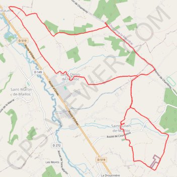 Itinéraire Saint Denis de Mailloc, distance, dénivelé, altitude, carte, profil, trace GPS