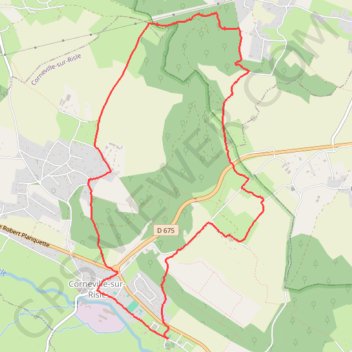 Itinéraire Corneville sur risle, distance, dénivelé, altitude, carte, profil, trace GPS
