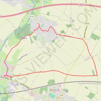 Itinéraire Gruson, distance, dénivelé, altitude, carte, profil, trace GPS