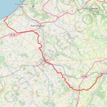 Itinéraire Rando raid Paris Deauville - de Bernay à Villers-sur-Mer, distance, dénivelé, altitude, carte, profil, trace GPS