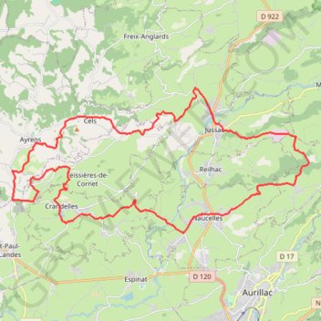 Itinéraire Au départ de Naucelles, distance, dénivelé, altitude, carte, profil, trace GPS