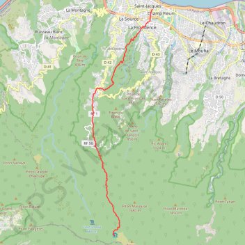 Itinéraire Réunion - J1, distance, dénivelé, altitude, carte, profil, trace GPS