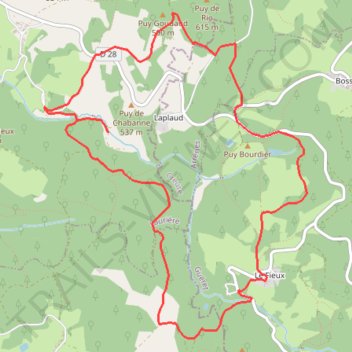 Itinéraire Circuit du Fieux par les Granges, distance, dénivelé, altitude, carte, profil, trace GPS