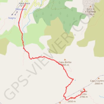 Itinéraire Monte Cinto, distance, dénivelé, altitude, carte, profil, trace GPS