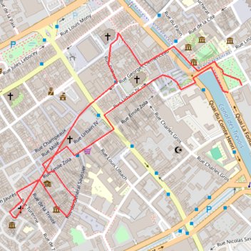 Itinéraire Parcours des Chats à Troyes, distance, dénivelé, altitude, carte, profil, trace GPS