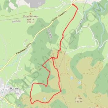 Itinéraire Boucle sous Errebi depuis Pinodieta, distance, dénivelé, altitude, carte, profil, trace GPS