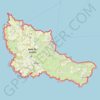 Itinéraire Tour de Belle-Île-en-Mer, distance, dénivelé, altitude, carte, profil, trace GPS
