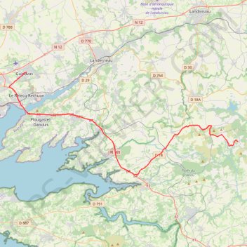 Itinéraire véhicules saint rivoal-guipavas, distance, dénivelé, altitude, carte, profil, trace GPS