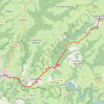 Itinéraire GR65 de Saint Chély d'Aubrac à Espalion, distance, dénivelé, altitude, carte, profil, trace GPS