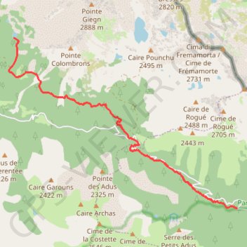 Itinéraire repérage - lac scluos par parking de salese boreon, distance, dénivelé, altitude, carte, profil, trace GPS