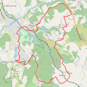 Itinéraire Autour des étangs - Château de Nieul, distance, dénivelé, altitude, carte, profil, trace GPS