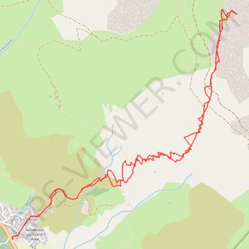 Itinéraire Le Grand Aréa depuis le Freyssinet, distance, dénivelé, altitude, carte, profil, trace GPS