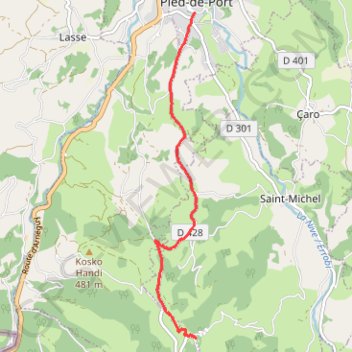 Itinéraire Saint Jean Pied de Port - Orisson, distance, dénivelé, altitude, carte, profil, trace GPS