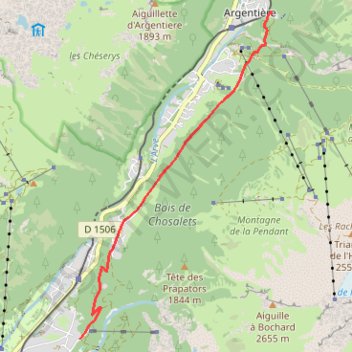 Itinéraire Petit Balcon Nord : Argentière - Les Bois, distance, dénivelé, altitude, carte, profil, trace GPS