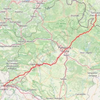 Itinéraire CF-2-1 Camino Francés - 01 Saint-Jean a Logroño, distance, dénivelé, altitude, carte, profil, trace GPS