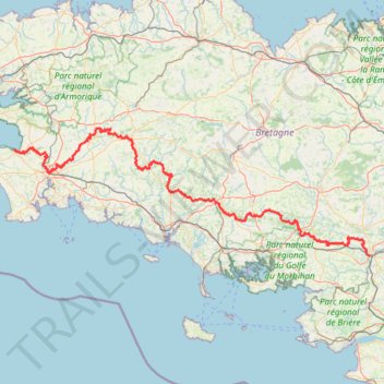 Itinéraire le GR38 de Redon à Douarnenez, distance, dénivelé, altitude, carte, profil, trace GPS