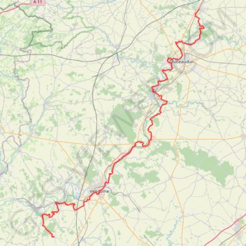Itinéraire Bonneval - Prunay-Cassereau, distance, dénivelé, altitude, carte, profil, trace GPS