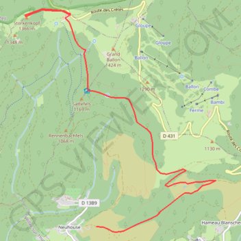Itinéraire Vosges le grand ballon, distance, dénivelé, altitude, carte, profil, trace GPS