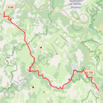 Itinéraire Grande traversée du Massif Central : Florac - Chanac, distance, dénivelé, altitude, carte, profil, trace GPS