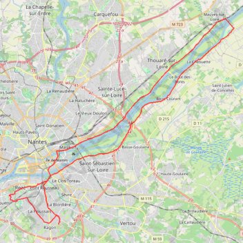 Itinéraire Bord de loire - rezé, distance, dénivelé, altitude, carte, profil, trace GPS