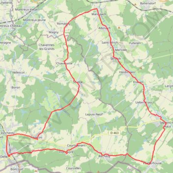 Itinéraire Découverte de la route de la carpe frite - Delle, distance, dénivelé, altitude, carte, profil, trace GPS