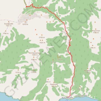 Itinéraire Les gorges de Samaria, distance, dénivelé, altitude, carte, profil, trace GPS