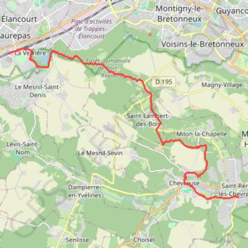 Itinéraire De La Verrière à Saint Rémy-les-Chevreuse, distance, dénivelé, altitude, carte, profil, trace GPS