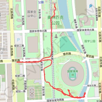 Itinéraire Parc Olympique, distance, dénivelé, altitude, carte, profil, trace GPS