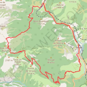 Itinéraire Baisse d'Ourne - Vievola, distance, dénivelé, altitude, carte, profil, trace GPS