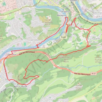 Itinéraire Chapelle des Buis - Besançon, distance, dénivelé, altitude, carte, profil, trace GPS