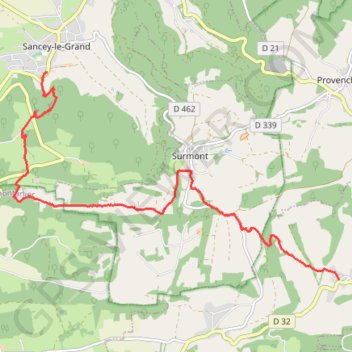 Itinéraire GRP 8 entre Sancey-le-grand et Ebey, distance, dénivelé, altitude, carte, profil, trace GPS