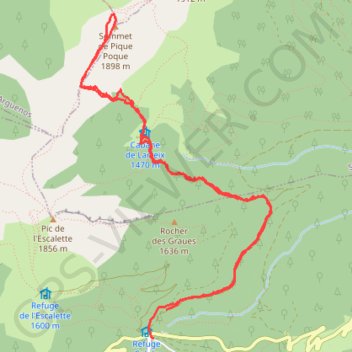 Itinéraire Rando au sommet de Pique Poque, distance, dénivelé, altitude, carte, profil, trace GPS