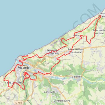 Itinéraire 🚴 Trace de Saint Pierre en Port depuis Fécamp, distance, dénivelé, altitude, carte, profil, trace GPS