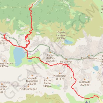 Itinéraire Col d'Aoube - lac Bleu - Chiroulet, distance, dénivelé, altitude, carte, profil, trace GPS