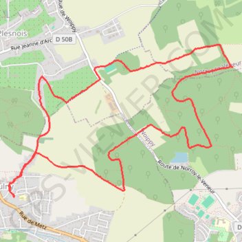 Itinéraire Saulny, anneau vert, distance, dénivelé, altitude, carte, profil, trace GPS