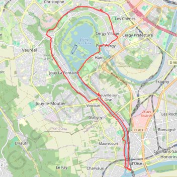 Itinéraire Randonnée de Cergy à Conflans, distance, dénivelé, altitude, carte, profil, trace GPS