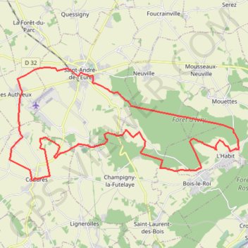 Itinéraire Les Feuillus - Saint-André-de-l'Eure, distance, dénivelé, altitude, carte, profil, trace GPS