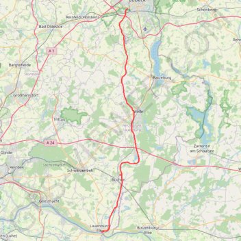 Itinéraire Elbe-Lübeck-Kanal, distance, dénivelé, altitude, carte, profil, trace GPS