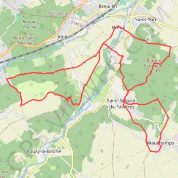 Itinéraire Saint-Sulpice-de-Favières, distance, dénivelé, altitude, carte, profil, trace GPS