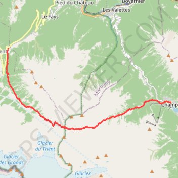 Itinéraire Col de la Foclaz - Champex par la Fenêtre d'Arpette, distance, dénivelé, altitude, carte, profil, trace GPS