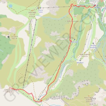 Itinéraire Cima Durand, distance, dénivelé, altitude, carte, profil, trace GPS