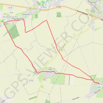 Itinéraire Hermaville - Berles-Monchel - Tilloy-les-Hermavile, distance, dénivelé, altitude, carte, profil, trace GPS