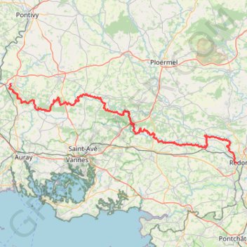 Itinéraire GR 38 : De Baud (Morbihan) à Redon (Ille-et-Vilaine), distance, dénivelé, altitude, carte, profil, trace GPS