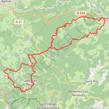 Itinéraire Trail l'Ardéchois, distance, dénivelé, altitude, carte, profil, trace GPS