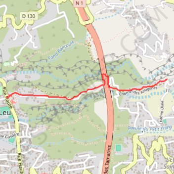 Itinéraire Saint-Leu - L'Étang-Salé par le sentier de la Salette, distance, dénivelé, altitude, carte, profil, trace GPS