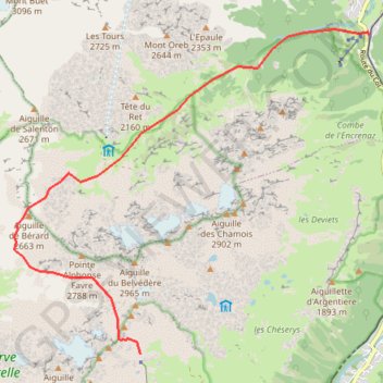 Itinéraire Aiguille de Bérard, distance, dénivelé, altitude, carte, profil, trace GPS