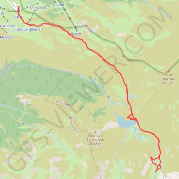 Itinéraire Lacs d'Isaby et Det Plagnous, distance, dénivelé, altitude, carte, profil, trace GPS