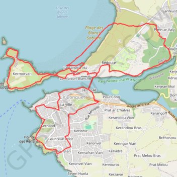 Itinéraire Le Conquet, distance, dénivelé, altitude, carte, profil, trace GPS