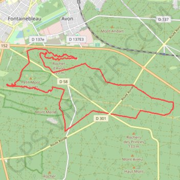 Itinéraire Rocher de Bouligny et d'Avon, distance, dénivelé, altitude, carte, profil, trace GPS