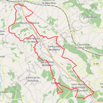 Itinéraire Autour de Glos, distance, dénivelé, altitude, carte, profil, trace GPS